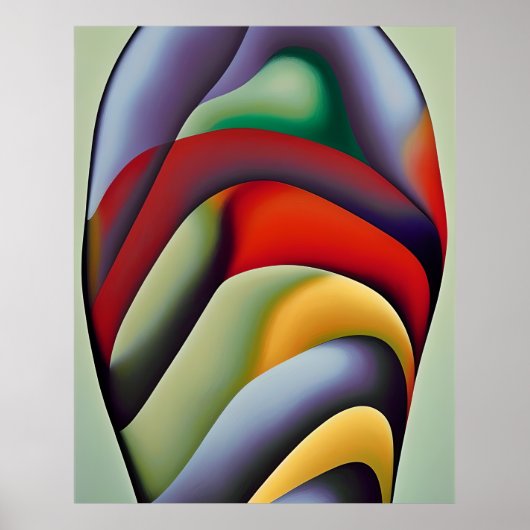 抽象芸術モダン水色の赤い青い緑の黄色2 ポスター (正面)