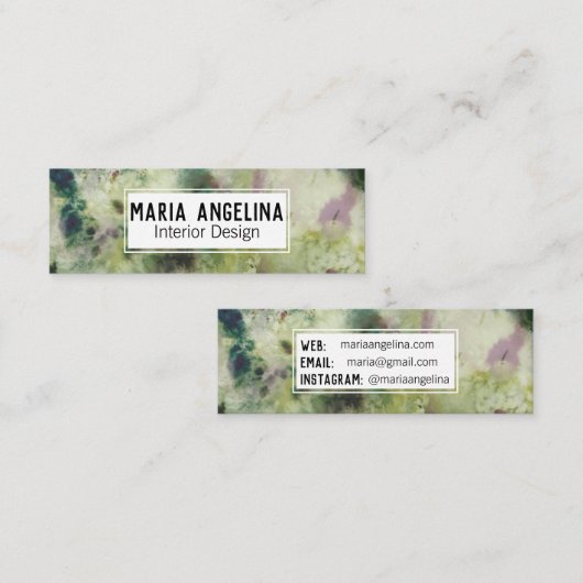 抽象芸術モダン水色ミュートされたオリーブ スキニー名刺 (正面/裏面)