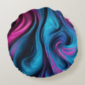 抽象芸術モダン流体アートブルーとピンク – ラウンドクッション (裏面)