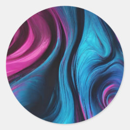 抽象芸術モダン流体アートブルーとピンク – ラウンドシール