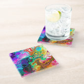 抽象芸術モダン流体アート ガラスコースター (アングル)