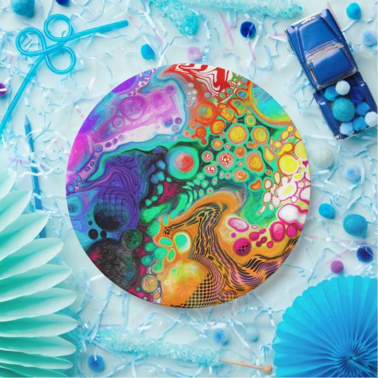 抽象芸術モダン流体アート ペーパープレート (パーティー)