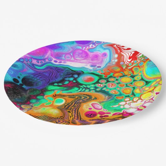 抽象芸術モダン流体アート ペーパープレート (アングル)