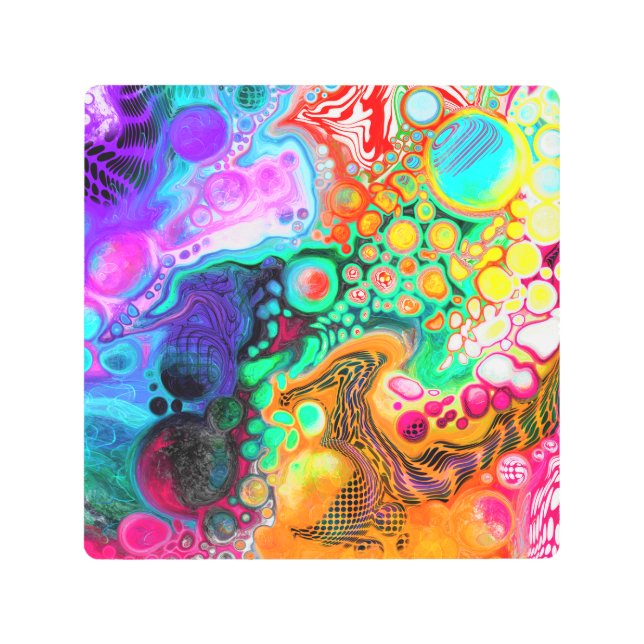 抽象芸術モダン流体アート メタルプリント (正面)