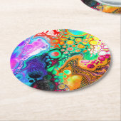 抽象芸術モダン流体アート ラウンドペーパーコースター (アングル)