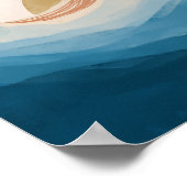 抽象芸術モダン海と日の出、穏やかな色 ポスター (角)