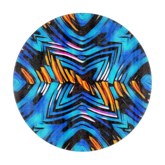 抽象芸術モダン液モダン液化波ブルーn カッティングボード (正面)