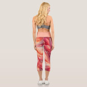 抽象芸術モダン渦巻きピンクとサーモン カプリレギンス (裏面)