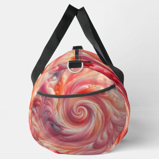 抽象芸術モダン渦巻きピンクとサーモン ダッフルバッグ (右)