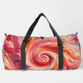 抽象芸術モダン渦巻きピンクとサーモン ダッフルバッグ (裏面)