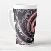抽象芸術モダン渦巻きピンク、白黒 カフェラテマグ (左アングル)