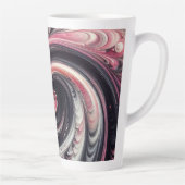 抽象芸術モダン渦巻きピンク、白黒 カフェラテマグ (右)