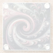 抽象芸術モダン渦巻きピンク、白黒 ガラスコースター (裏面)