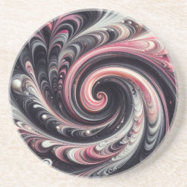 抽象芸術モダン渦巻きピンク、白黒 コースター