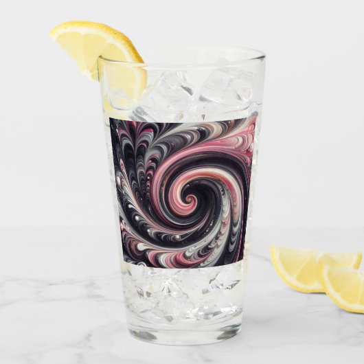 抽象芸術モダン渦巻きピンク、白黒 タンブラーグラス (アイス正面)