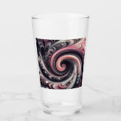 抽象芸術モダン渦巻きピンク、白黒 タンブラーグラス (正面)
