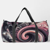 抽象芸術モダン渦巻きピンク、白黒 ダッフルバッグ (正面)