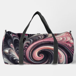 抽象芸術モダン渦巻きピンク、白黒 ダッフルバッグ