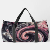 抽象芸術モダン渦巻きピンク、白黒 ダッフルバッグ (裏面)