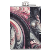 抽象芸術モダン渦巻きピンク、白黒 フラスク (裏面)
