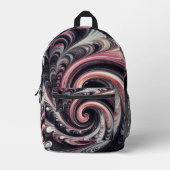 抽象芸術モダン渦巻きピンク、白黒 プリントバックパック (正面)