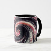 抽象芸術モダン渦巻きピンク、白黒 マグカップ (正面右)