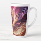 抽象芸術モダン渦巻きピンク、金ゴールド、紫 カフェラテマグ (右)