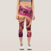 抽象芸術モダン渦巻きピンク、金ゴールド、紫 カプリレギンス (正面)