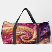 抽象芸術モダン渦巻きピンク、金ゴールド、紫 ダッフルバッグ (正面)
