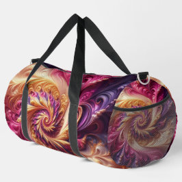 抽象芸術モダン渦巻きピンク、金ゴールド、紫 ダッフルバッグ