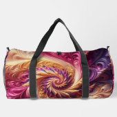 抽象芸術モダン渦巻きピンク、金ゴールド、紫 ダッフルバッグ (裏面)