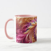 抽象芸術モダン渦巻きピンク、金ゴールド、紫 マグカップ (左)