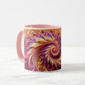 抽象芸術モダン渦巻きピンク、金ゴールド、紫 マグカップ (正面左)