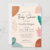 抽象芸術モダン熱帯夏かわいい赤ちゃんシャワー 招待状 (正面)