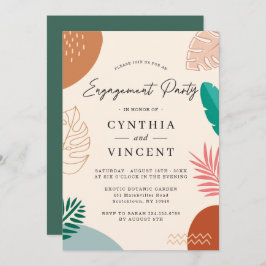 抽象芸術モダン熱帯夏婚約パーティ 招待状