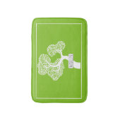 抽象芸術モダン白い木と名前ライムグリーン バスマット (正面縦)