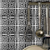 抽象芸術モダン白黒の幾何学的パターン タイル