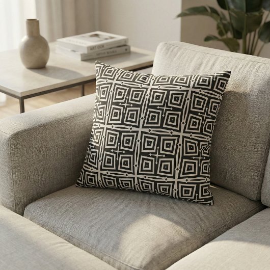 抽象芸術モダン白黒の幾何学的パターン ファブリック