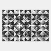 抽象芸術モダン白黒の幾何学的パターン ラッピングペーパーシート (正面)