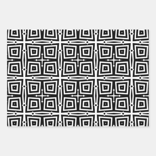 抽象芸術モダン白黒の幾何学的パターン ラッピングペーパーシート (正面)