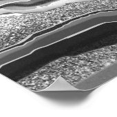 抽象芸術モダン白黒アゲートゲードジェムストーン ポスター (角)