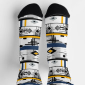 抽象芸術モダン白黒イエローオーナメント地域 ソックス (上部)