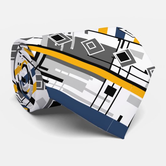 抽象芸術モダン白黒イエローオーナメント地域 ネクタイ (ロール)