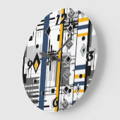 抽象芸術モダン白黒イエローオーナメント地域 ラージ壁時計 (傾斜)