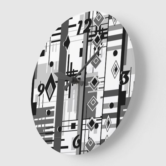 抽象芸術モダン白黒イエローオーナメント地域 ラージ壁時計 (傾斜)