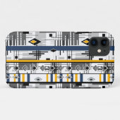 抽象芸術モダン白黒イエローオーナメント地域 Case-Mate iPhoneケース (裏面(横))