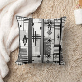 抽象芸術モダン白黒イエローオーナメント幾何学模様 クッション (ブランケット)