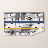 抽象芸術モダン白黒イエローオーナメント幾何学模様 バスタオルセット (ハンドタオル)