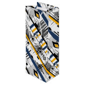 抽象芸術モダン白黒イエローオーナメント幾何学模様 ワインギフトバッグ (裏面アングル)