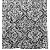 抽象芸術モダン白黒オーナメントデコモザイク シャワーカーテン (正面)